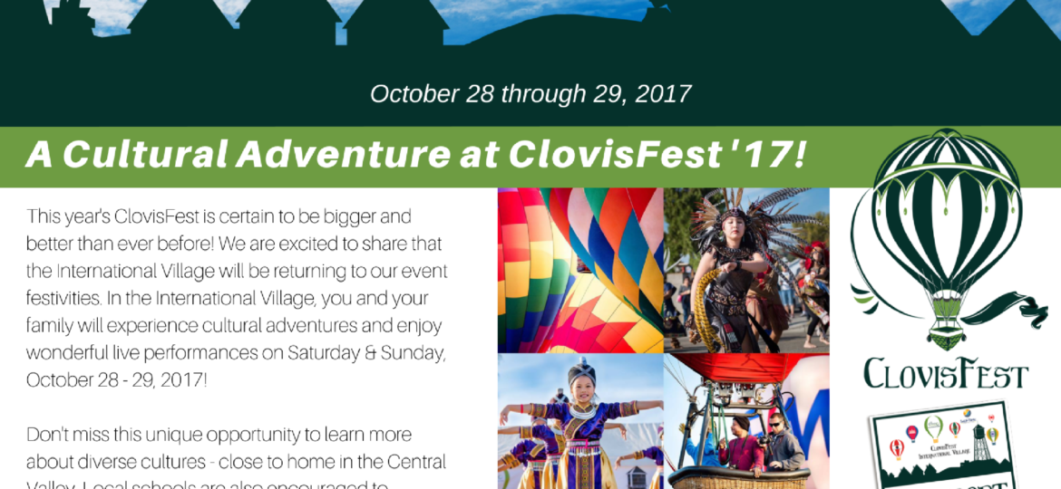 Shows flyer about the Sol-Tek International Village at ClovisFest 2017