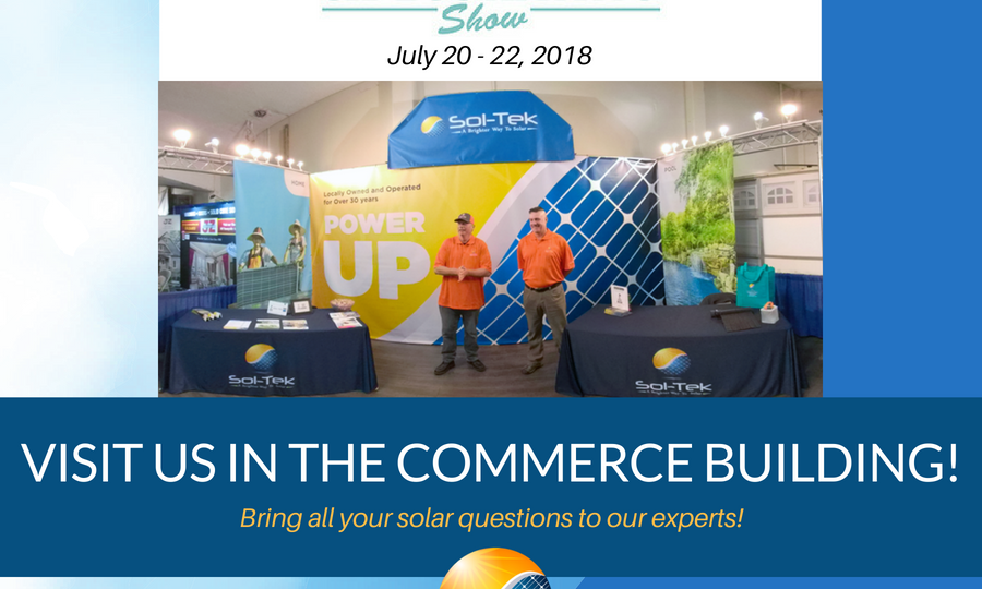 Shows a photo of the Soltek Solar booth at the Fresno Home Shows