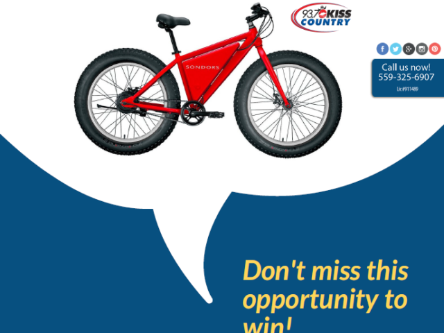 Flyer shows special contest for 93.7 Kiss Country listeners. The first 10 Kiss Country Listeners to Go Solar with Sol-Tek will receive a free Sondors E-Bike. *Must be homeowner to qualify.